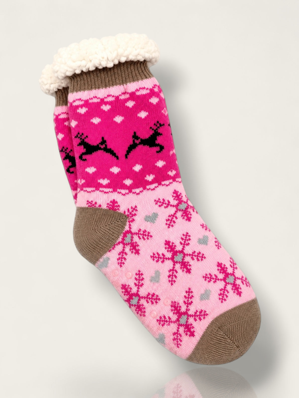 Snowflake Mid-Crew Fuzzy Fleece Socks