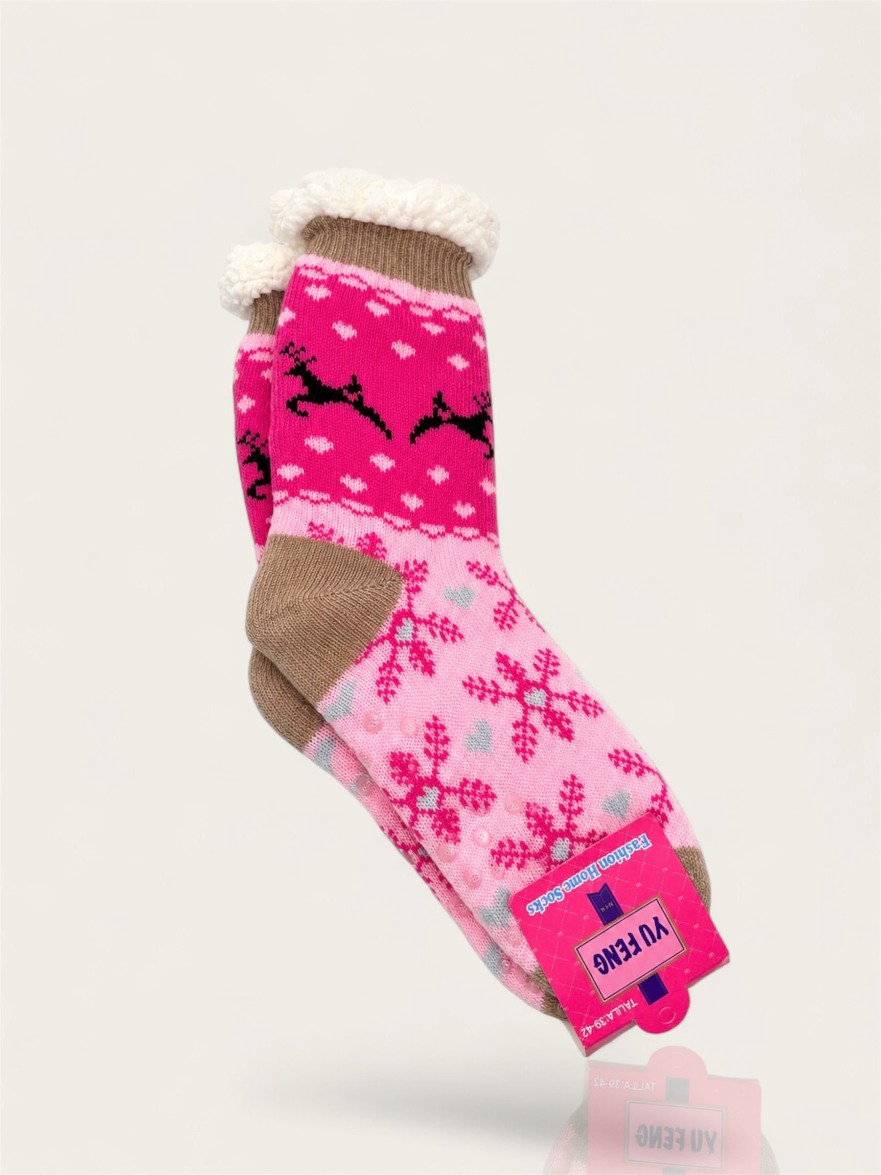 Snowflake Mid-Crew Fuzzy Fleece Socks