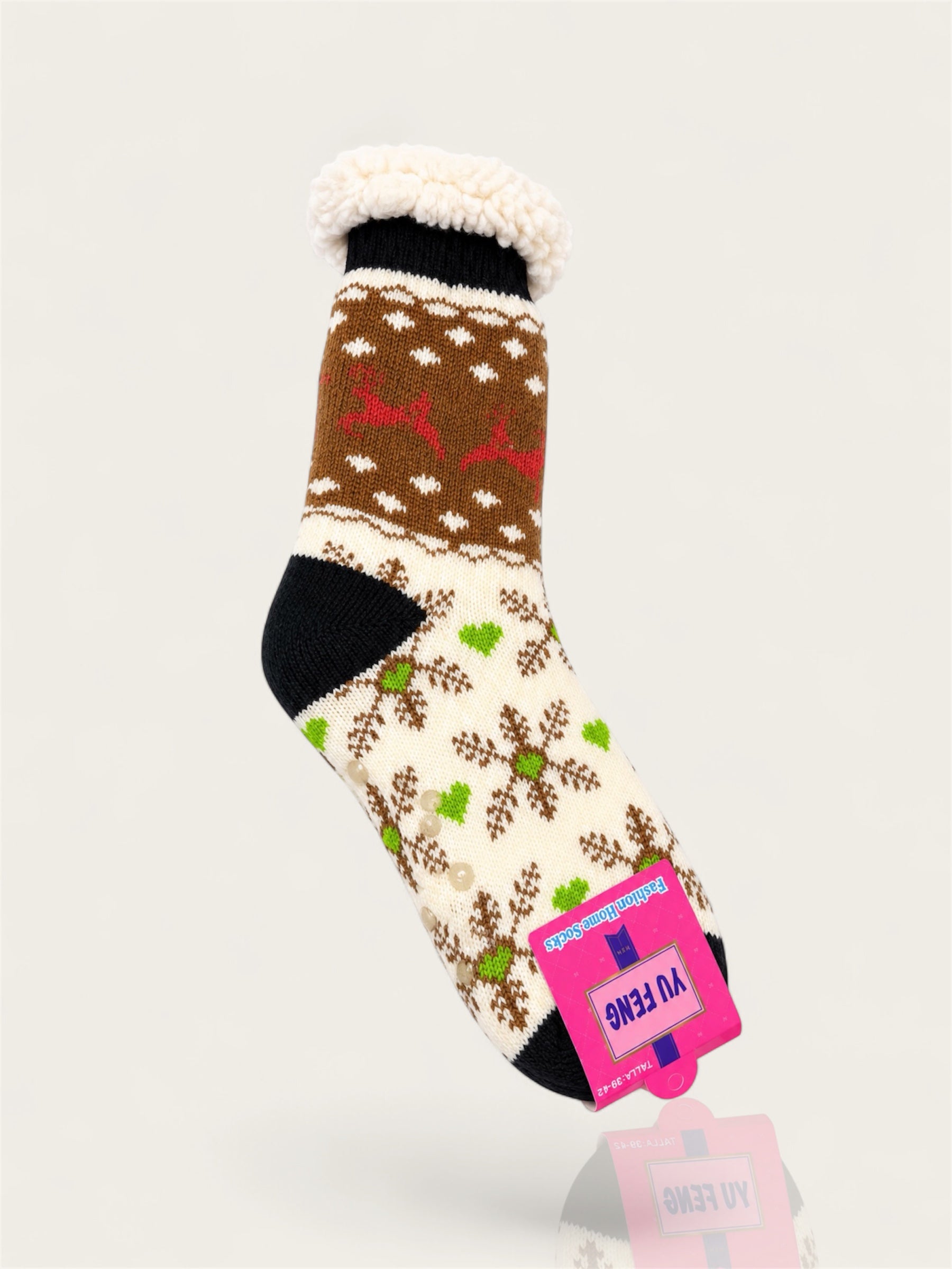 Snowflake Mid-Crew Fuzzy Fleece Socks