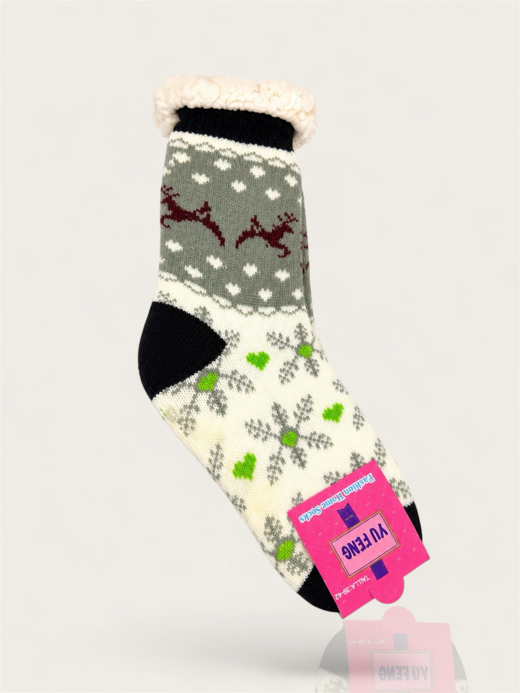 Snowflake Mid-Crew Fuzzy Fleece Socks