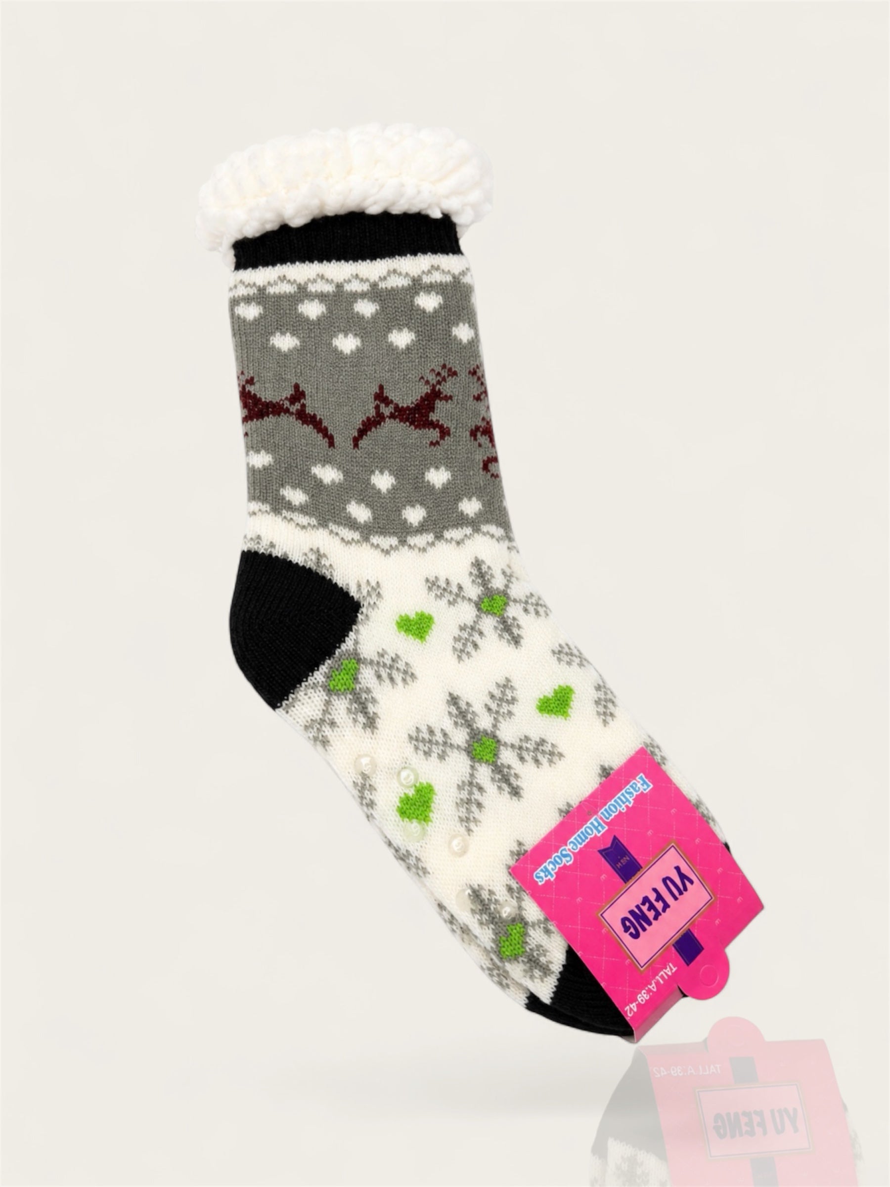 Snowflake Mid-Crew Fuzzy Fleece Socks