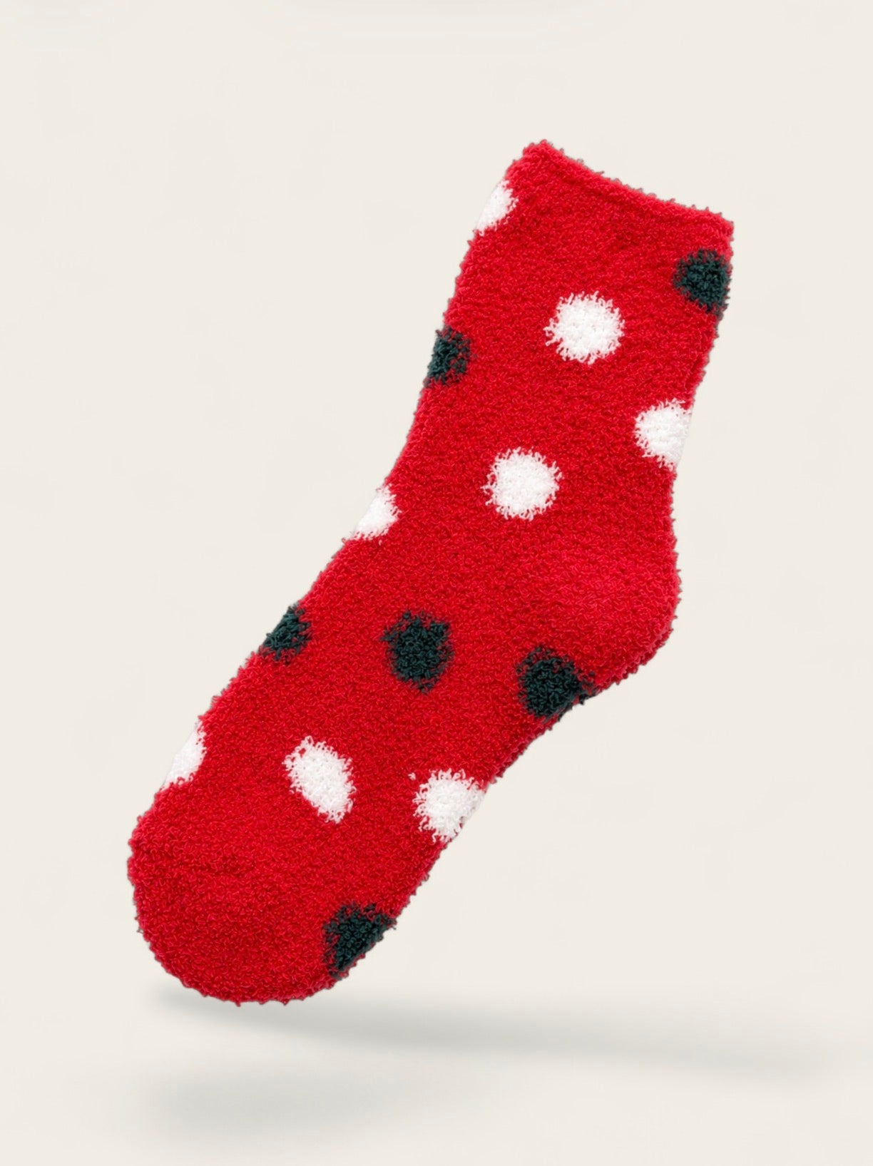 Polka Dot Fuzzy Mid-Crew Lounge Socks