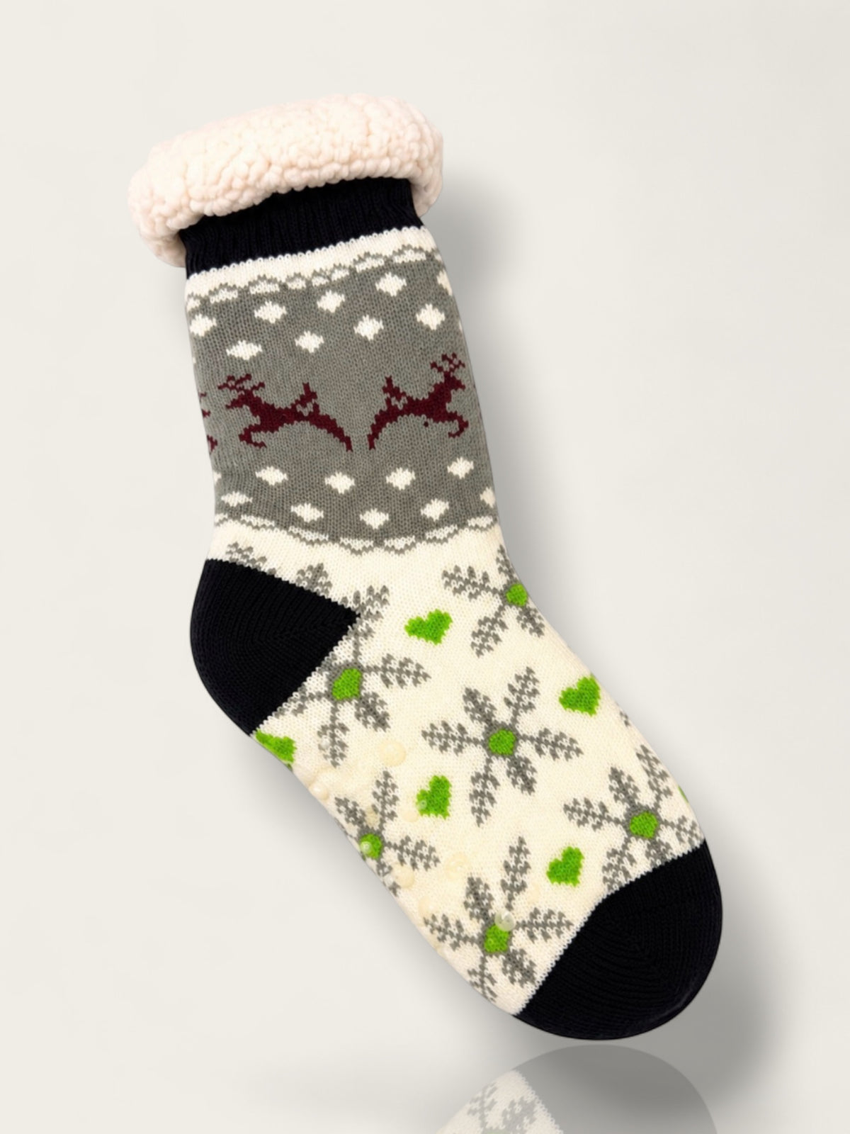 Snowflake Mid-Crew Fuzzy Fleece Socks