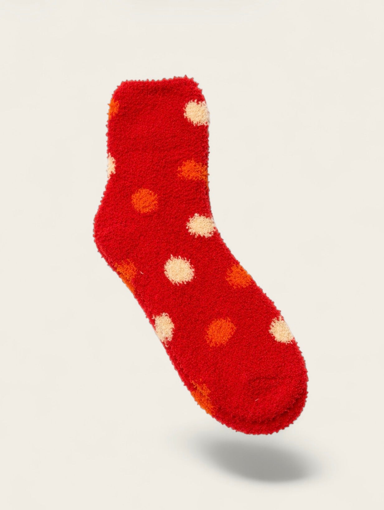 Polka Dot Fuzzy Mid-Crew Lounge Socks