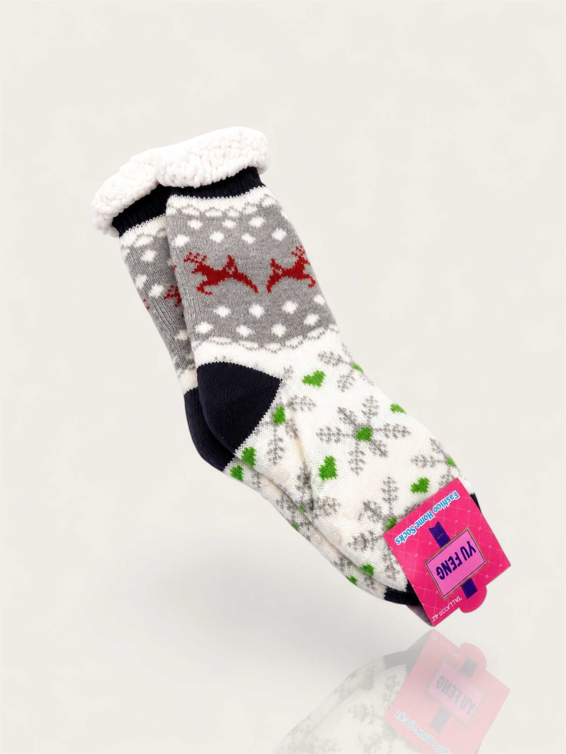 Snowflake Mid-Crew Fuzzy Fleece Socks